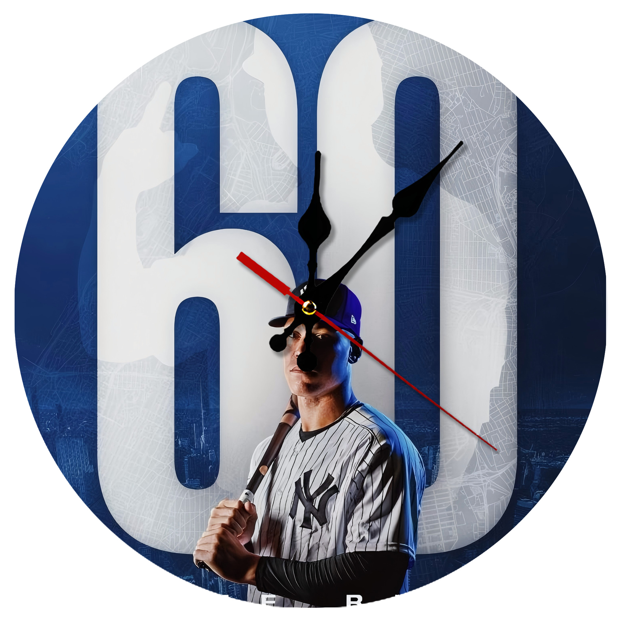 Aaron Judge 60 Home Runs Silent Round Wall Clock – Modern & Stylish DIY Design, Durable Wood Construction, Easy To Install – Perfect For Office, Bedroom, Living Room, And More